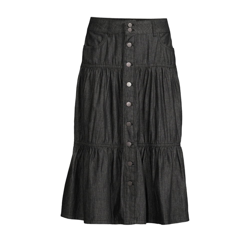 Chic Charcoal Button-Down Midi Skirt